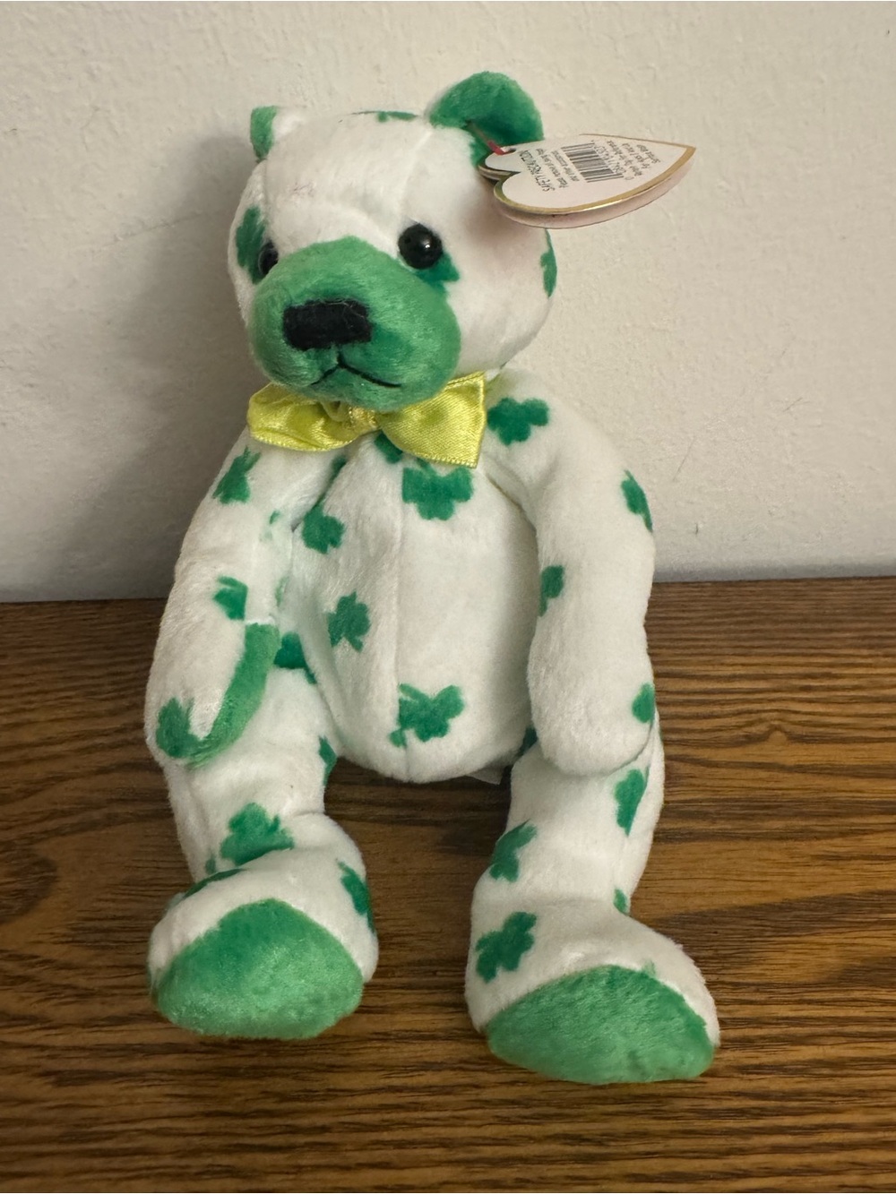 Authentic Vintage Ty Beanie Baby - Clover the Bear (2001) ☘️ EUC